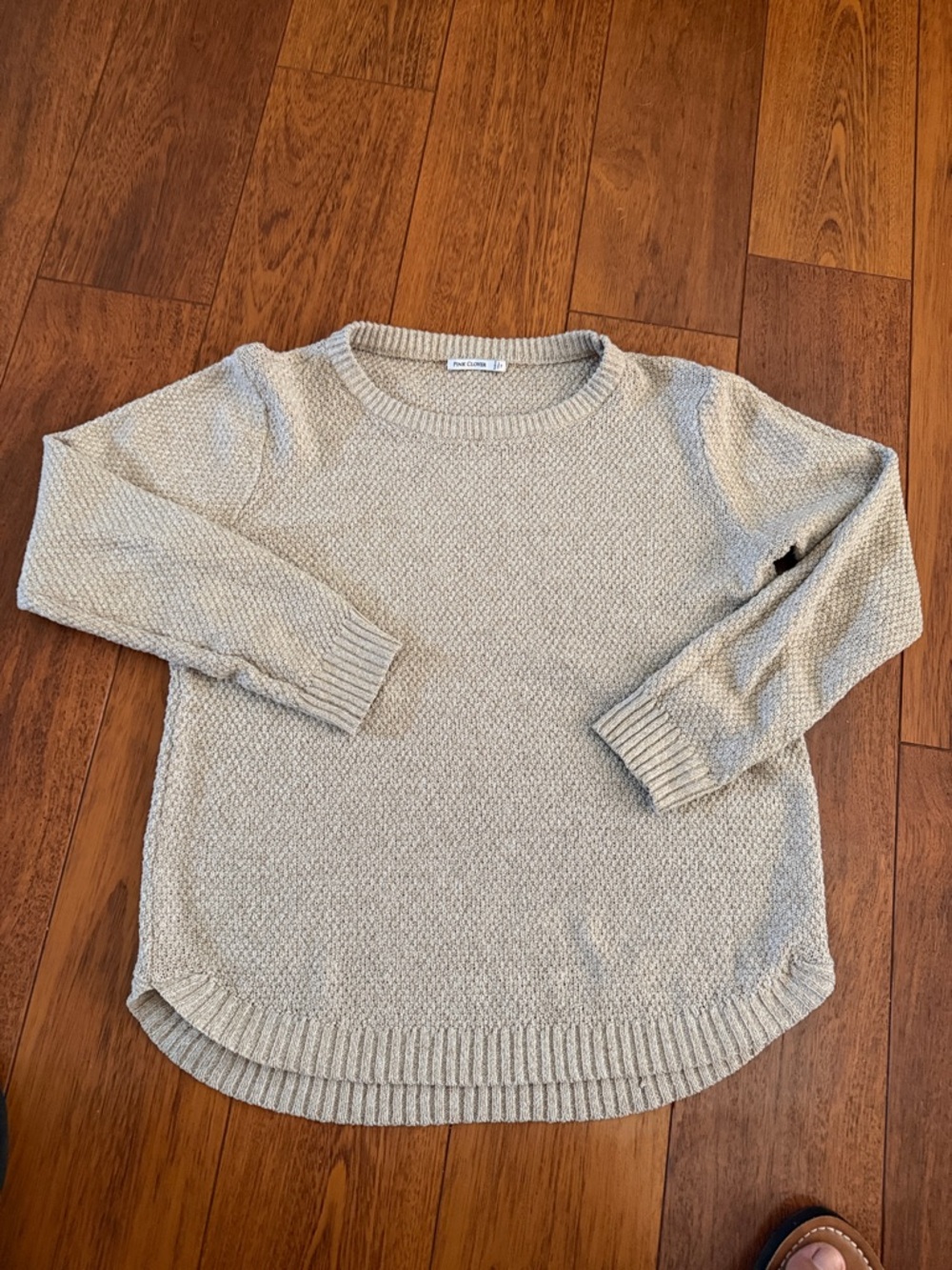 Pink Clover Crewneck Sweater in Light Beige